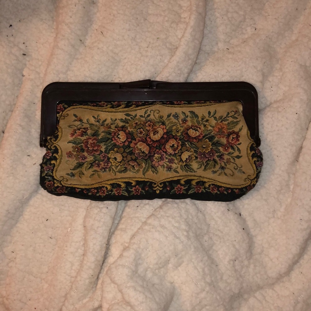 Vintage Quilted Floral Clutch